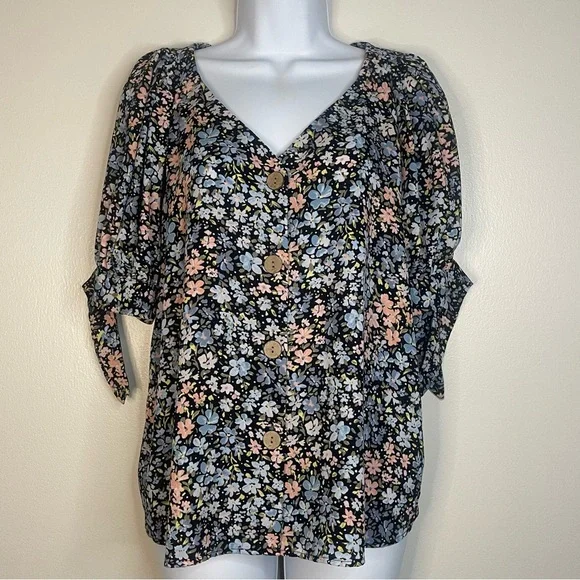 Floral Print Lauren Conrad Top - Picture 1 of 4